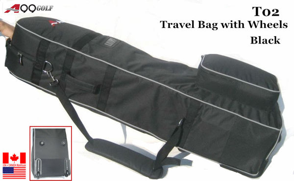 A99 Golf T02 Golf Travel Cover Black with Wheel  to Carry Golf Bags and Protect Your Equipment On The Plane