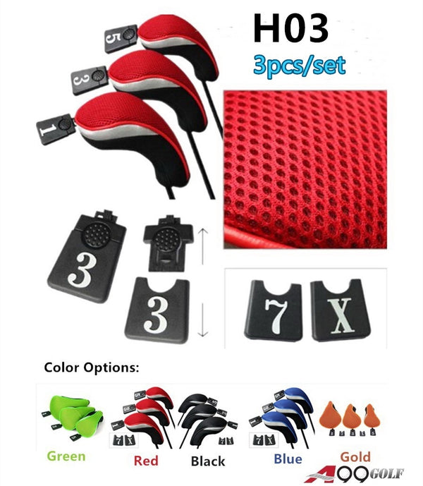 H03 A99 Golf Wood Driver Head Covers Headcovers Interchangeable No. Tags 3pcs/Set