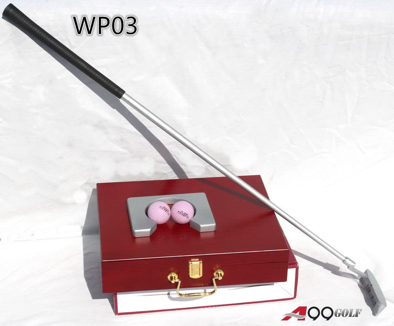 A99 Golf Putter Putting Great Gift Set Kit WP03 Putting Cup Executive Office Golf Game Set Gift in Wooden Case Indoor Putting Training Aid Home Use