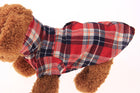 Pet Dog Puppy Plaid T Shirt Lapel Coat Cat Jacket Clothes Apparel Tops Size XS-XL