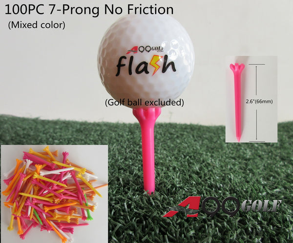 A99 Golf 2.6" 7-Prong No Friction Tee Less Friction Tees Durable Professional Assorted Colors Golf Tees Mixed Color 100pcs