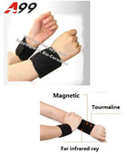 1PC Tourmaline Self-heating Therapy Wrist Support Pad  Wrist Brace Band Relief Pain Elastic Breathable Wrist Support Brace Posture Corrector ( Random color) Black or Blue