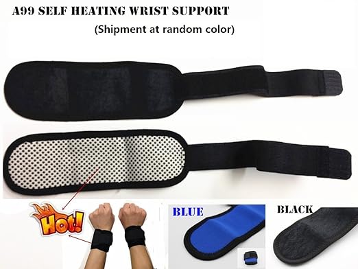 1PC Tourmaline Self-heating Therapy Wrist Support Pad  Wrist Brace Band Relief Pain Elastic Breathable Wrist Support Brace Posture Corrector ( Random color) Black or Blue