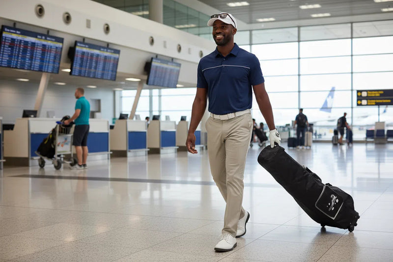 A99 Golf Travel Bag with Durable hard Top & TSA lock w/Wheels Premium Nylon Fabric, Golf Travel Bags for Airlines ，Protect Your Club for Safe Transport with Extra Travel cover