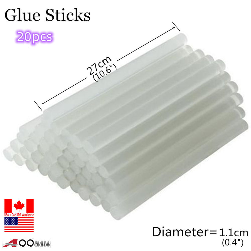 20PCS Hot Glue Sticks 0.4 x 10.6in Transparent Hot Melt Glue Gun