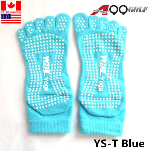 5-Toe ExerciseYoga/Pilates Toe Socks With Full Grip Blue Non Slip