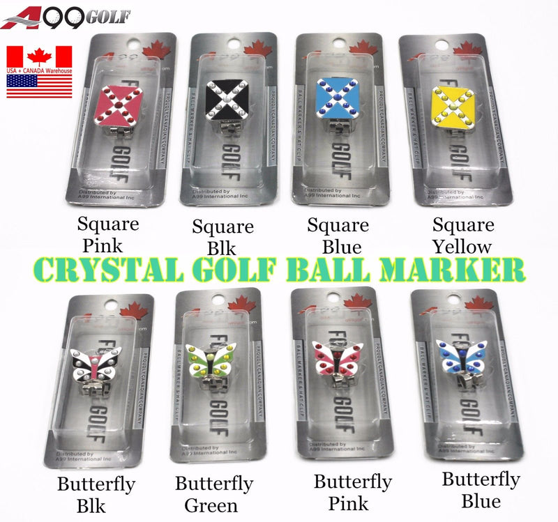 A99 Crystal Golf Ball Marker Magnetic Hat Clip 1" diameter random colors/patterns
