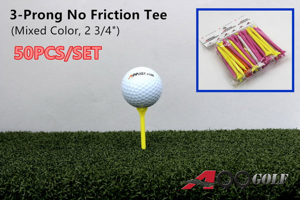 A99 Golf 2 3/4" 3-Prong No Friction Tee Less Friction Tees Durable Professional Assorted Colors Golf Tees Mixed Color 50pcs
