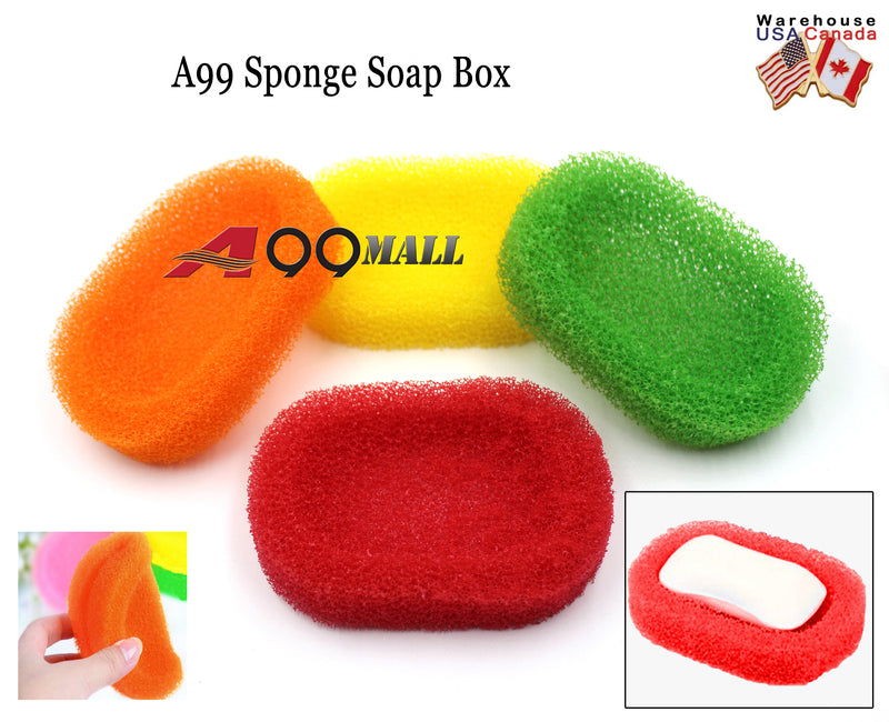 A99 Sponge Soap Box Case Bathroom Soap Dishes Random Color 4pcs