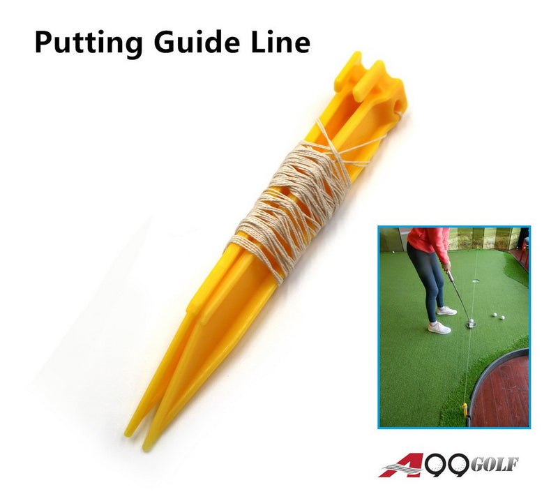 A99 Golf Putting Guide Line String Stick Alignment Swing Direction Practice Training Aids Tool Accessory Guide Line Track with Pegs…