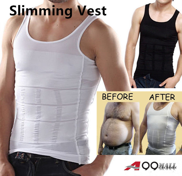 Mens Body Slimming Vest Check Tummy Shaper Vest Waist Back Support – A99  Mall