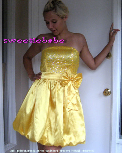 Sweeteibabe S05 Squeins Party Cocktail Evening Prom Dress Yellow S/M/L/XL