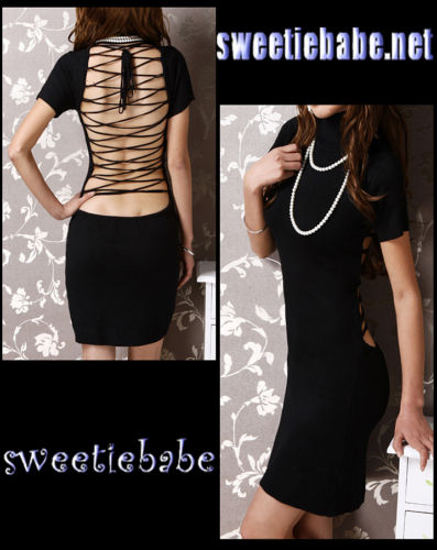 Sweeteibabe V20 Turtleneck Cocktail/Clubwear/Prom Mini Dress Black S/M
