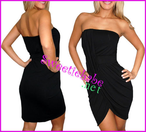 Sweeteibabe V17 Sexy Stretch Clubwear Cocktail Mini Dress Black S/M