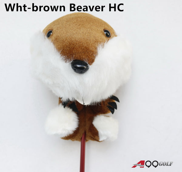 A99 Golf Cute Animal Wht-brown Beaver Head Cover Wood Headcover Great Gift - Fits Driver, Fairway Wood, Hybrid