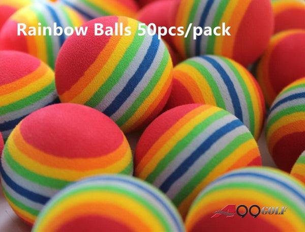 A99 Golf Rainbow Foam Ball Practice Training Balls for Driving Range, Swing Practice, Indoor Simulators, Outdoor & Home Use Floating Water Fun 50 Pcs