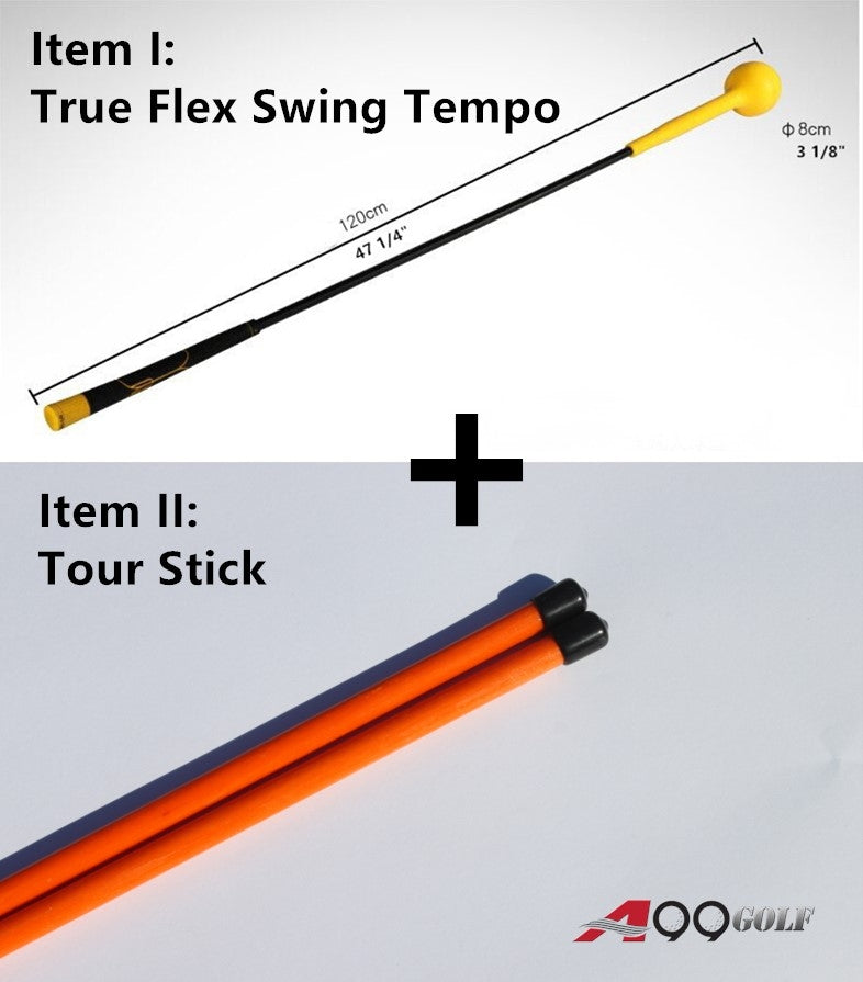 A99 True Flex Swing Tempo Trainer + 1pair A99 Golf Alignment Sticks Swing Tour Random Color