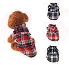 Pet Dog Puppy Plaid T Shirt Lapel Coat Cat Jacket Clothes Apparel Tops Size XS-XL