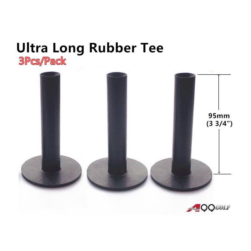 A99 Golf Ultra Long Rubber Tee Black (3pcs or 6pcs) Indoor Outdoor Simulator Home Use Practice Training Aid