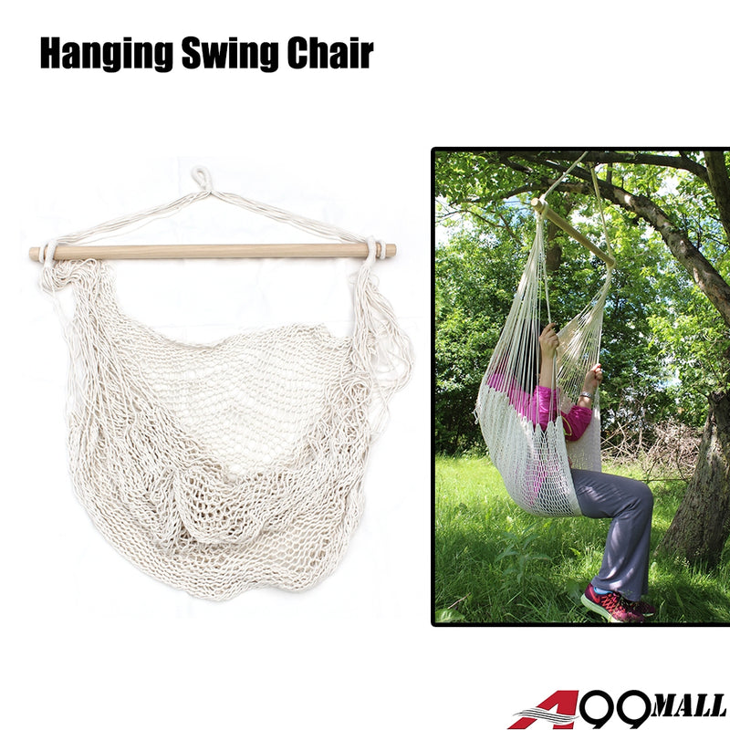 Hanging Tree Swing Chair Hammock Seat Sitting Rope Net Backyard Porch Patio