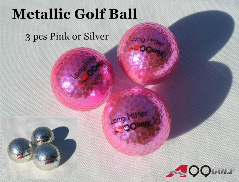 A99 Golf Metallic Balls 3pcs Shiny High Visibility High-Performance Long Distance Golf Balls, Gifts for Men, Women, Golfer Pink or Silver
