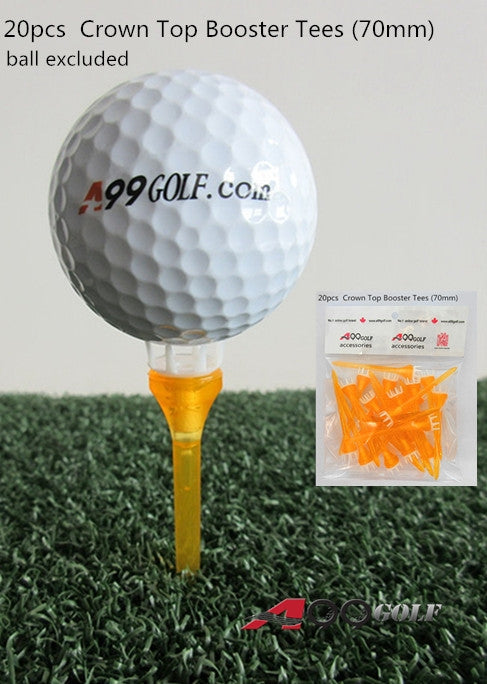 A99 Golf 20pcs 2 3/4" Crown Top Booster Tees No Friction Yellow Plastic Crown Shape Claw Cushion Top Lift Tees