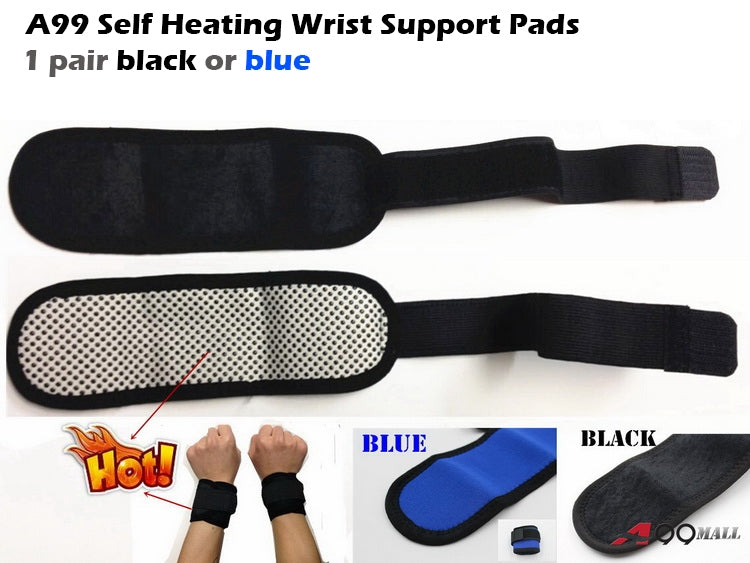 Tourmaline Self-heating Therapy Wrist Support Pad 1 Pair Black or Blue Wrist Brace Band Relief Pain Elastic Breathable Wrist Support Brace Posture Corrector