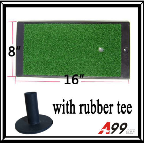 Local Pick up Only - 168R-2 Golf Hitting Mat Heavy Duty Rubber Base Turf Mat 16" x 8"(40.64cm X 20.32cm) w Free Rubber Tee Indoor Outdoor Use