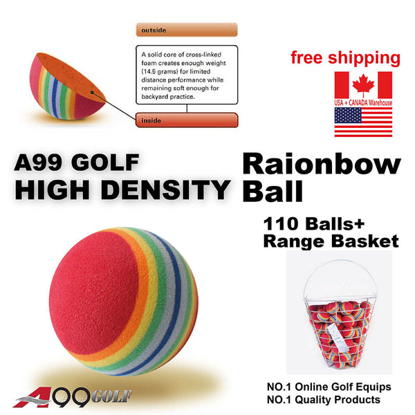 A99 Golf Rainbow Foam Ball Practice 110 Pcs with Bucket Practice Training Balls for Driving Range, Swing Practice, Indoor Simulators, Outdoor & Home Use Floating Water Fun