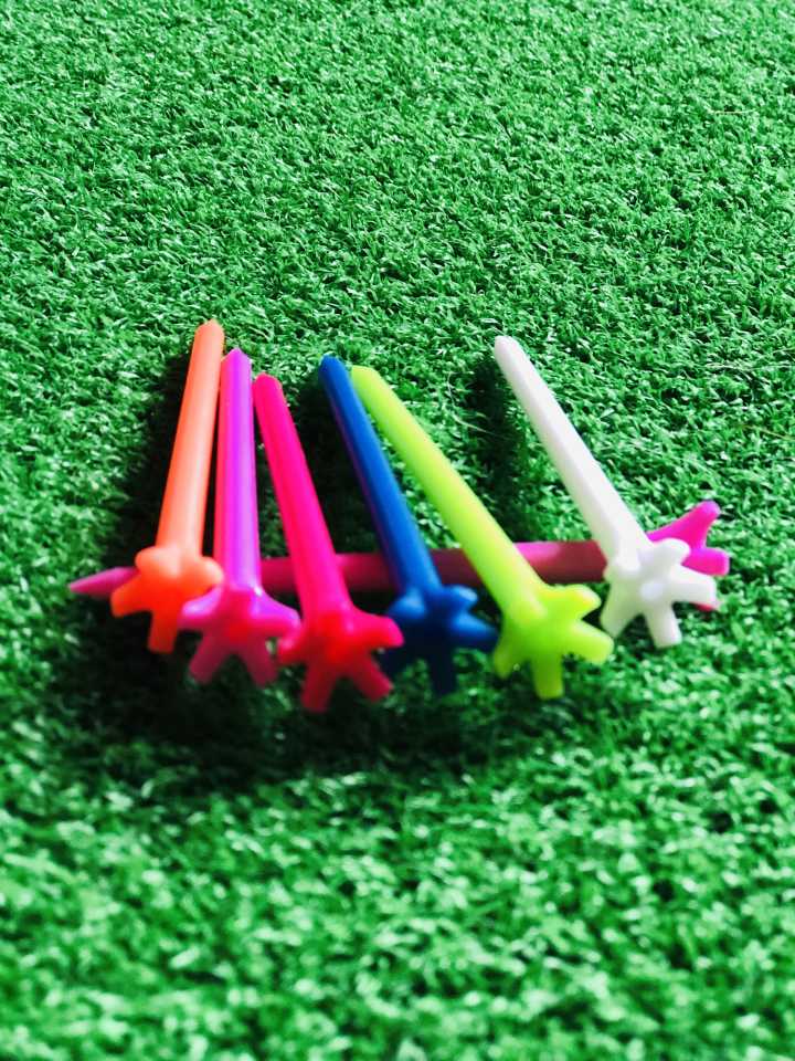 A99 Golf 2 3/4" or 3 1/4" 5-Prong No Friction Tee Less Friction Tees Durable Professional Assorted Colors Golf Tees Mixed Color 100pcs or 200pcs