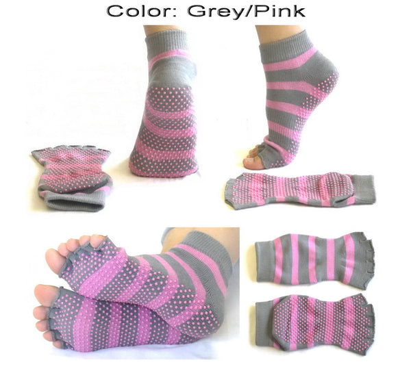 YS-TL Toeless Socks Yoga Pilates Sock GRIPS Half-TOE Non Slip Skid Gri ...
