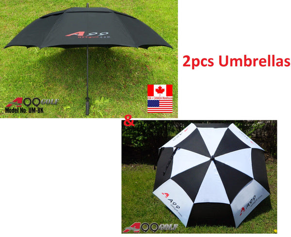 Double Canopy Golf Umbrella fiber glass frame blk+ white 2 pcs umbrella