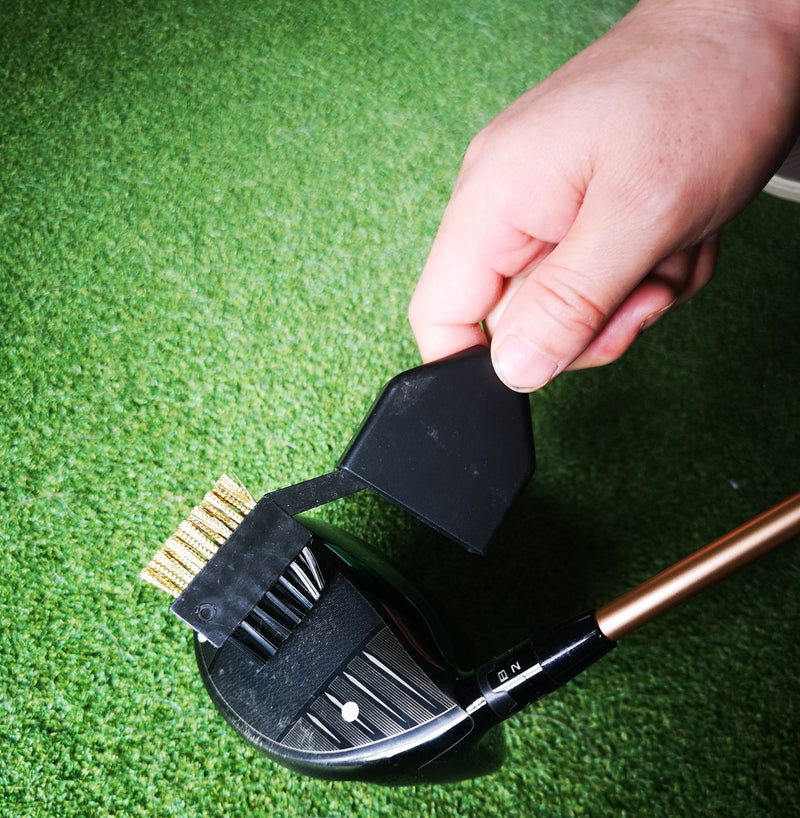 A99 Golf Dual Side Golf Club Brush Groove Cleaner Cleaning Tools II with Clip Plastic and Retractable Cover