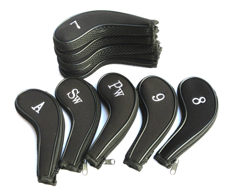 A99 Golf 10pcs/Set H08 Number Print Iron Head Covers Headcover with Zipper Long Neck Zippered Neoprene Golf Cover Accessories In Multiple Colors