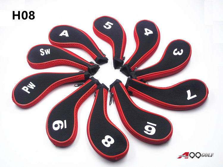 A99 Golf 10pcs/Set H08 Number Print Iron Head Covers Headcover with Zipper Long Neck Zippered Neoprene Golf Cover Accessories In Multiple Colors