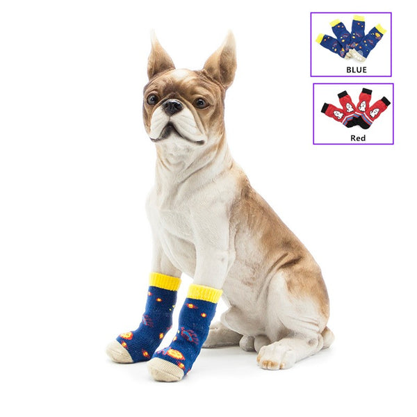 A99 LPS 4 Pcs Anti-Slip Pet Dog Cat Long Socks / Paw Protector / Traction Control for Indoor Wear, Knitted Pet Dog Cat Socks