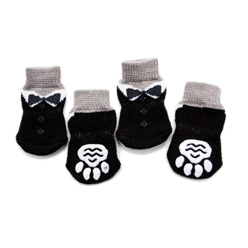 A99 PS047 4 Pcs Anti-Slip Pet Dog Cat Socks / Paw Protector / Traction Control for Indoor Wear, Knitted Pet Dog Cat Socks