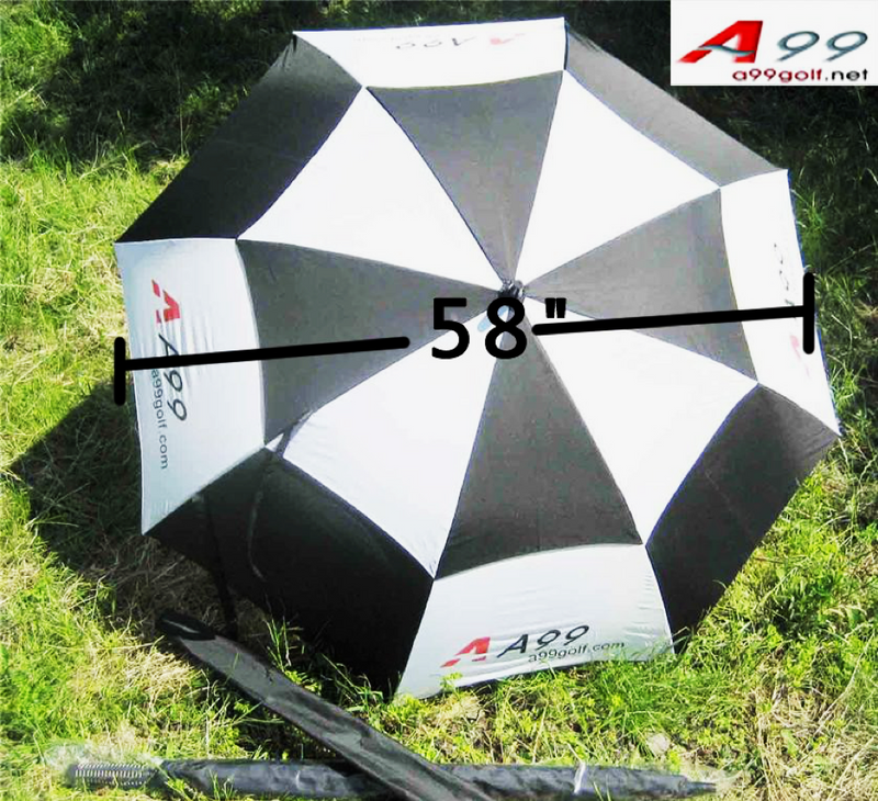 A99 Golf Double Canopy Golf Umbrella Fiber Glass Frame Black/White 58" Automatic Open Golf Umbrella Waterproof Antiskid & Durable, Windproof Rainproof & Sun-Resistant