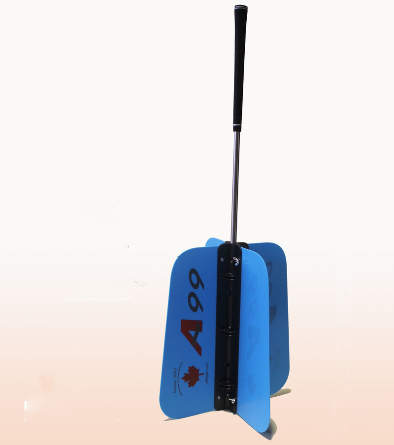 A99 Golf Power Swing Fan Training Aid Practice Club Swing Trainer Warm up for Right Handed and Left HandedM / L size Blue/White