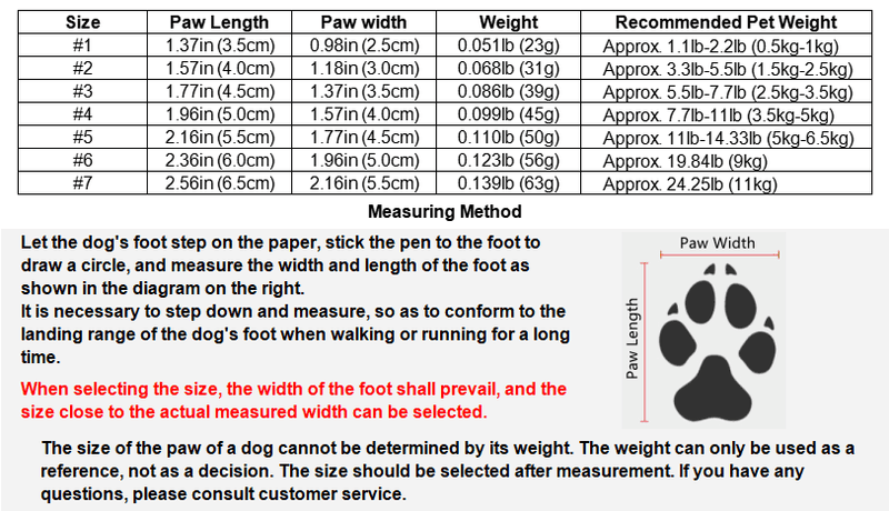 Soft paws for 2024 dogs size chart