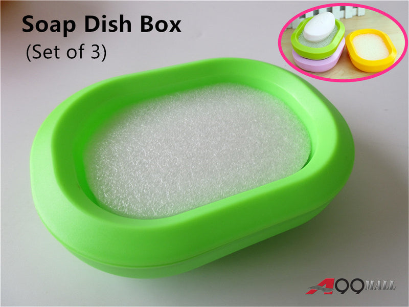 A99 Soap Dish Box Holder Set of 3 Case Bathroom Soap Dishes Soap Saver Soap Dish Soap Holder Accessory Bathroom Accessories Random Color