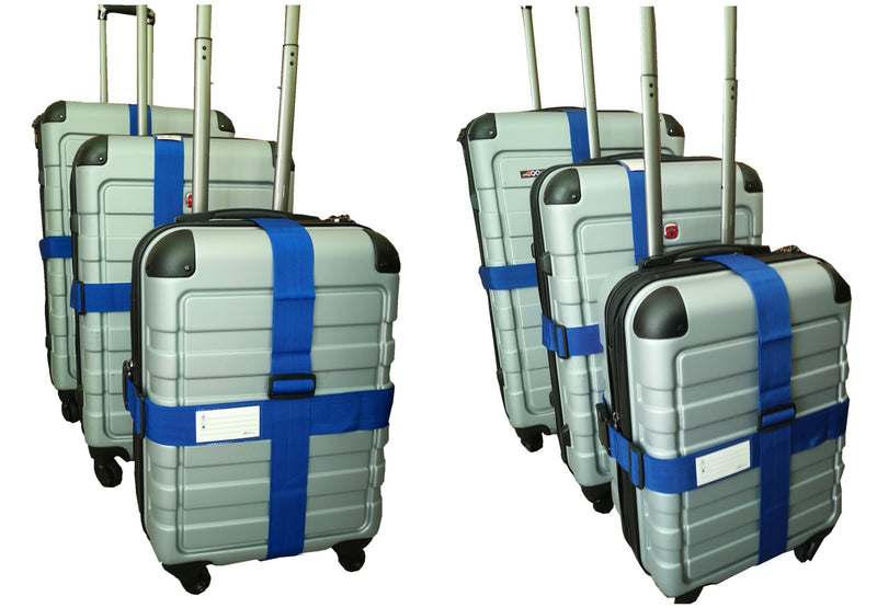 A99 Single Strap Adjustable Luggage Strap Suitcase Packing Belt Travel Accessories w Quick Release Buckle Name Card Blue 2pcs/4pcs/6pcs