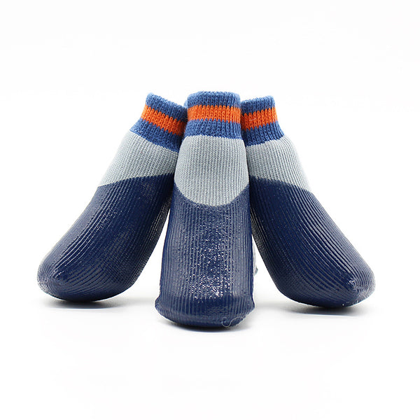 A99 WPS018 4 Pcs Pet Dog Socks Blue 6# Anti Slip Dog Socks - Outdoor Dog Boots Waterproof Dog Shoes Paw Protector Traction Control for Hardwood Floors