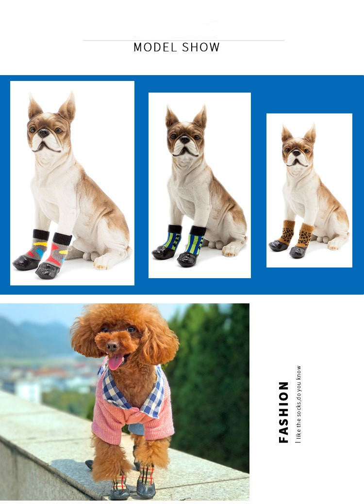 A99 WPS 4 Pcs Pet Dog Socks Anti Slip Dog Socks - Outdoor Dog Boots Waterproof Dog Shoes Paw Protector Traction Control for Hardwood Floors