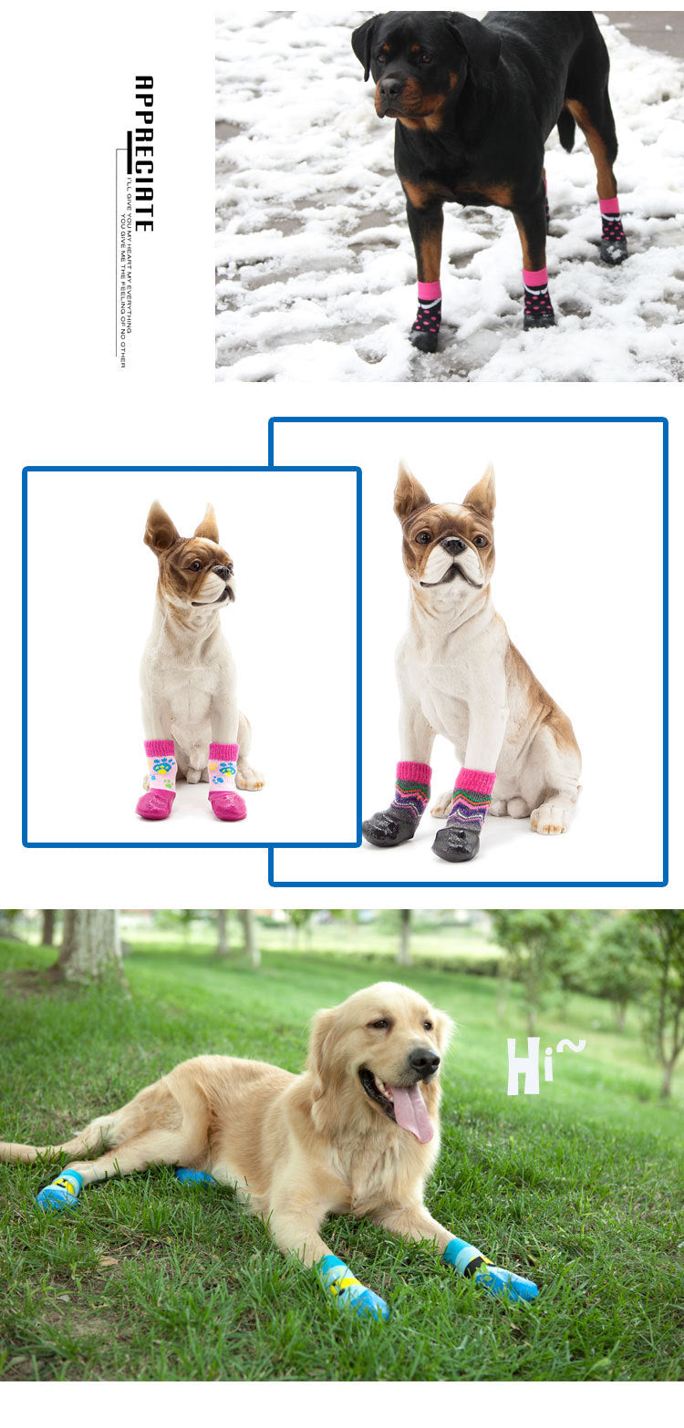 A99 WPS 4 Pcs Pet Dog Socks Anti Slip Dog Socks - Outdoor Dog Boots Waterproof Dog Shoes Paw Protector Traction Control for Hardwood Floors
