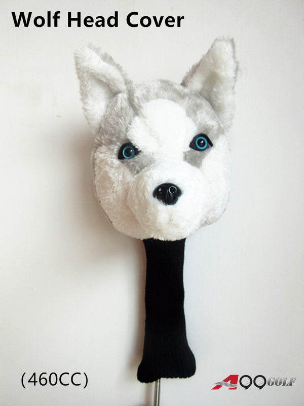 A99 Golf Cute Animal Wolf Head Cover Wood Headcover Great Gift - Fits Driver