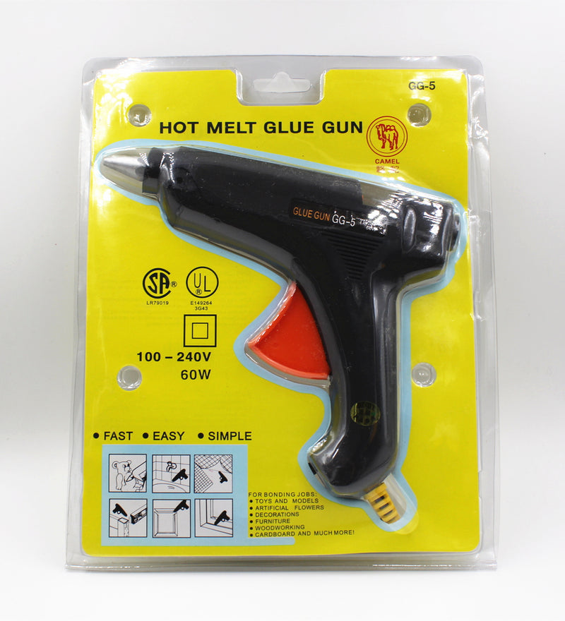 Hot Melt Glue Gun Standard Full Size Black 60W/100W + 12pcs Free Glue Clear Stickers 10.6in