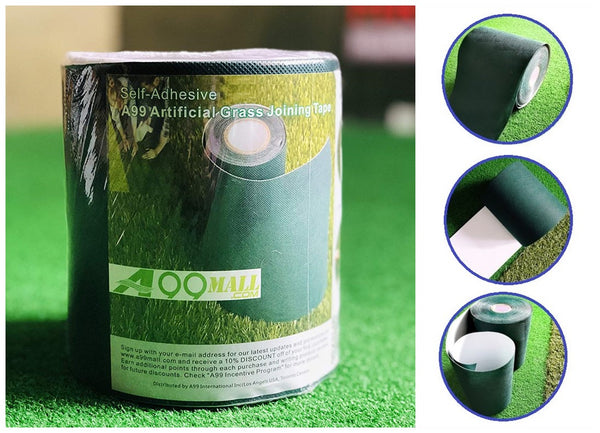 A99 Golf 6" x 65'/16.4' Grass Tape Self-adhesive Synthetic Turf Joint Tape Lawn Roll for Artificial Grass Carpet Seaming Tape Jointing Fixing Green Lawn Mat Rug, Connecting Fake Grass Carpet, Green